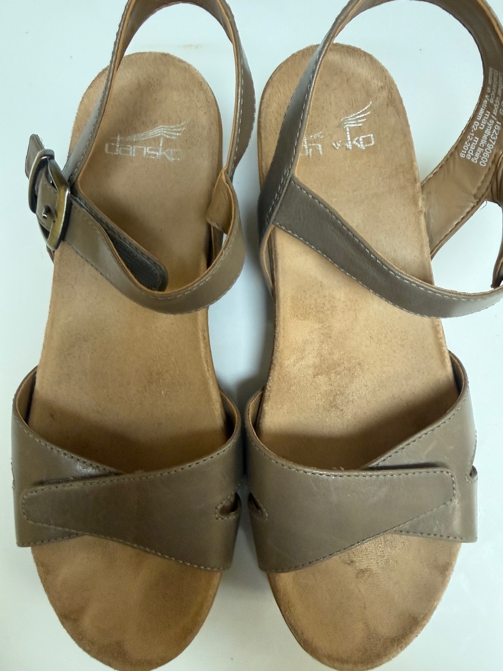 Dansko Women's Taupe/Brown Leather Slingback Sandals